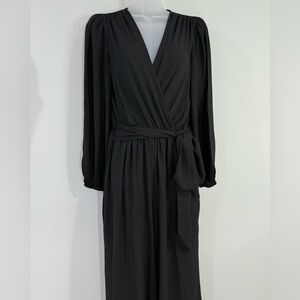 Express Black Wide Leg Plunge Jumpsuit